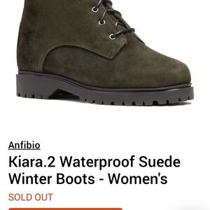 Women's Waterproof Fur-lined Suede Winter Boots - Dark Green